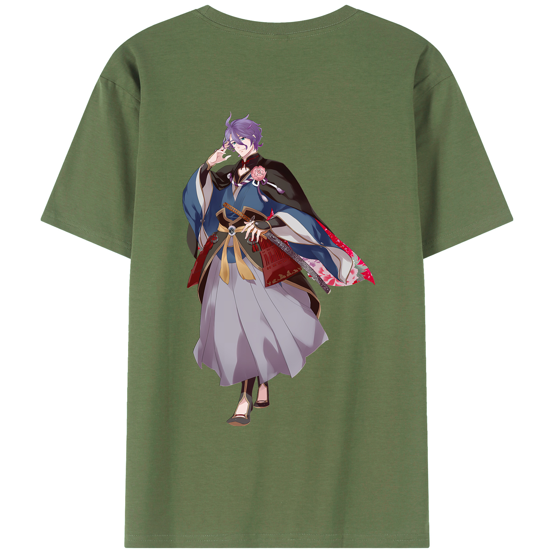 （画像用） 刀剣乱舞 Touken Ranbu 綿100％ メンズ半袖Tシャツ（バックプリント） 通気性